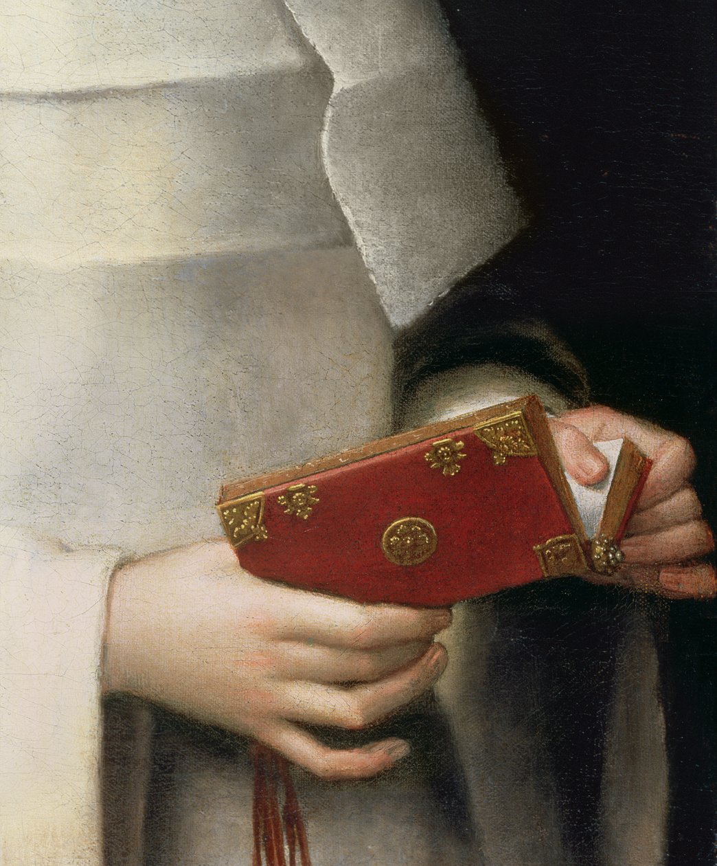 艺术家姐妹的画象在修士油的服装在79749的帆布细节 作者 Sofonisba Anguissola