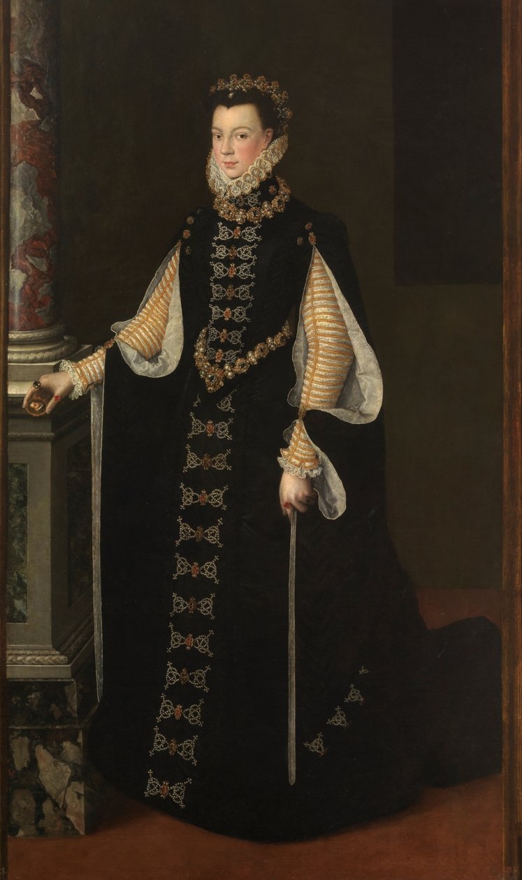 西班牙文：Isabel de Valois sosteniendo un retrato de Felipe II 瓦卢瓦的伊丽莎白肖像手持菲利普二世的肖像 作者 Sofonisba Anguissola