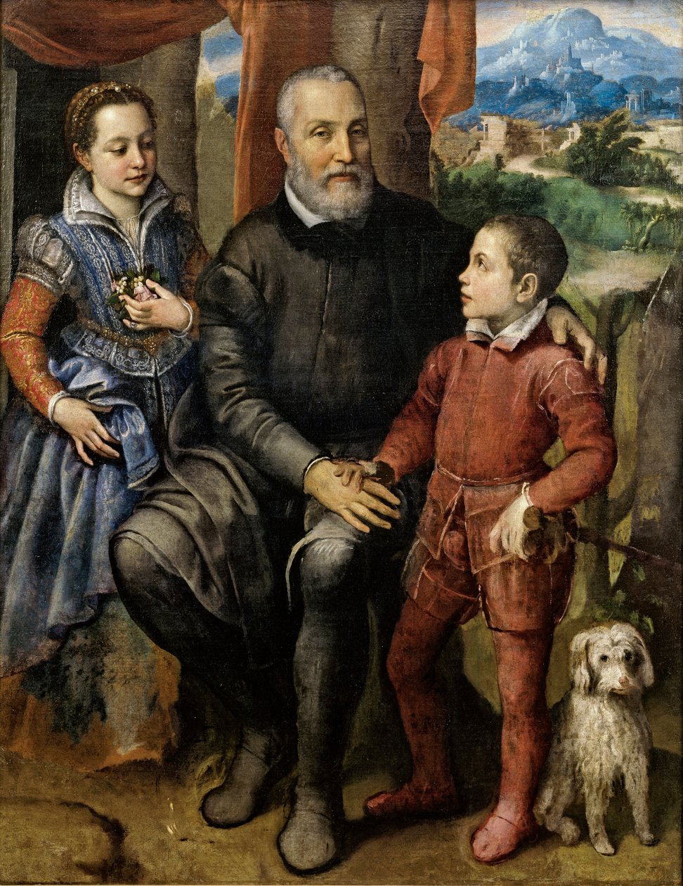 艺术家父亲阿米尔卡雷·安吉索拉（Amilcare Anguissola）及其兄弟姐妹密涅瓦（Minerva）和阿斯德鲁布尔（Asdrubale），约1559年。 作者 Sofonisba Anguissola