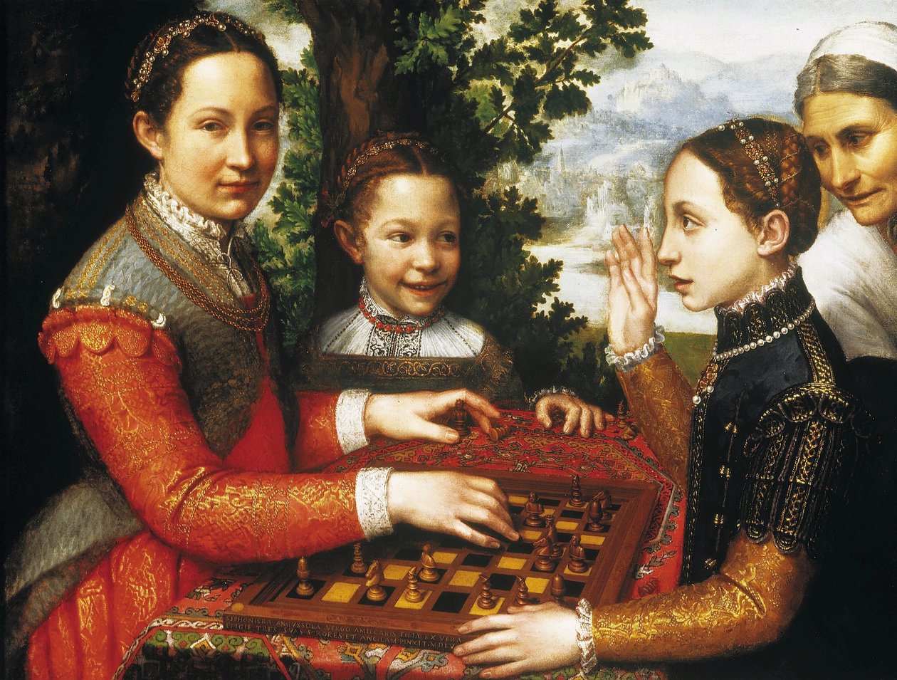棋局（画家姐妹下棋的肖像）。 作者 Sofonisba Anguissola