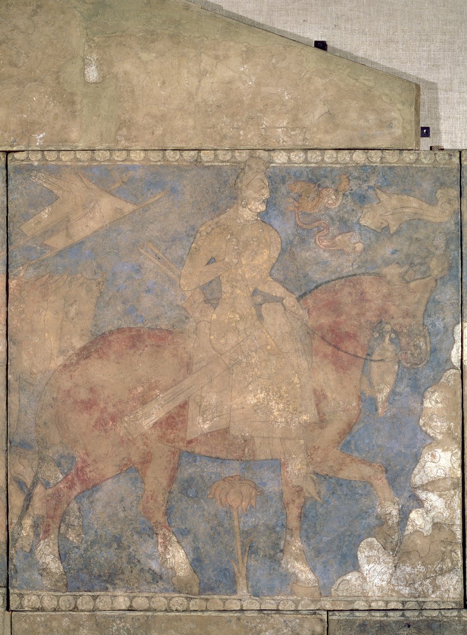 来自Penjikent的Heroic Rustam，8世纪上半叶（石膏上的壁画） 作者 苏格甸