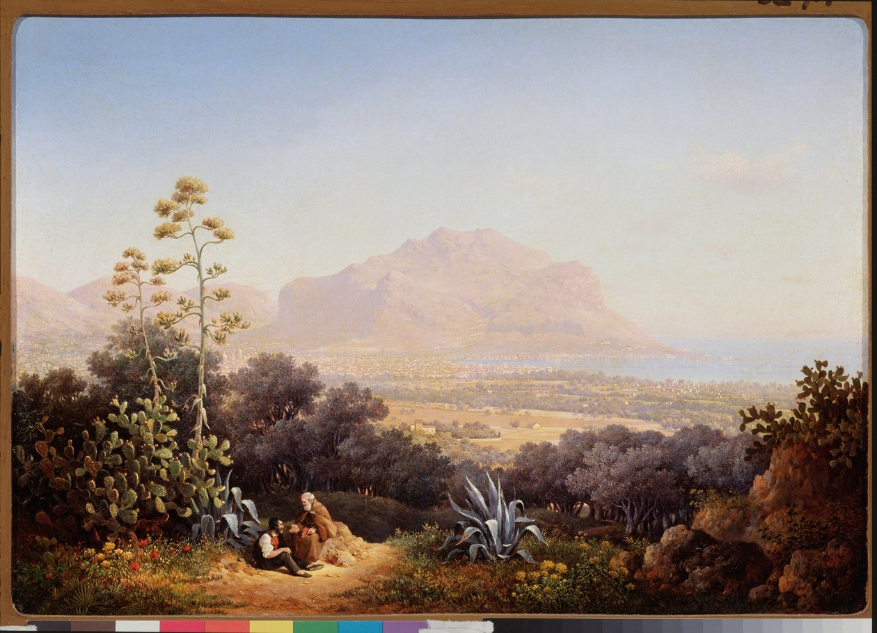 Vue de Palerme (Sicile, Italie) (巴勒莫风景) - Peinture de Sokrat Maximovich Vorobyev (Vorobiev) (1817-1888), huile sur toile 作者 苏格拉特·马克西莫维奇·沃罗别耶夫
