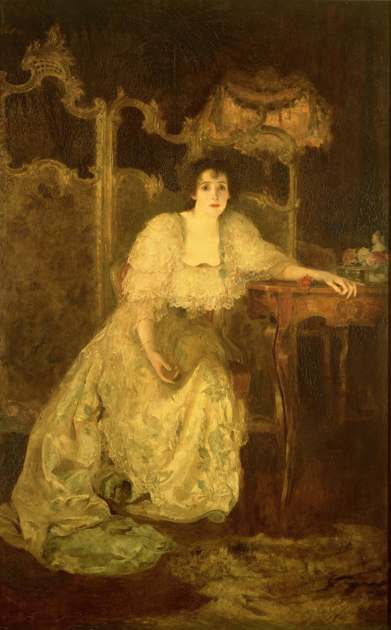 帕特里克·坎贝尔夫人（1865-1940）为Paula Tanqueray，1894年 作者 所罗门·约瑟夫·所罗门