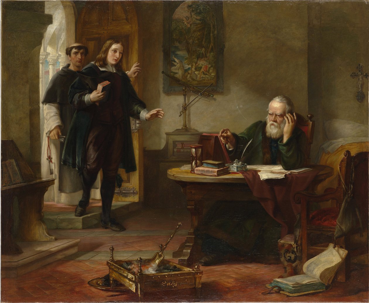 约翰·弥尔顿 (1608-1674) 探访伽利略·伽利略 (Galileo Galileo) 所罗门·亚历山大 (1806-1881) 作者 所罗门·亚历山大·哈特