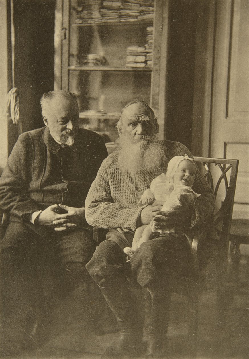 俄罗斯作家列夫·托尔斯泰（Leo Tolstoy）及其女son和孙女，俄罗斯，c1905-c1906 作者 索菲亚·安德列夫纳（Sophia Andreevna Tolstaya）