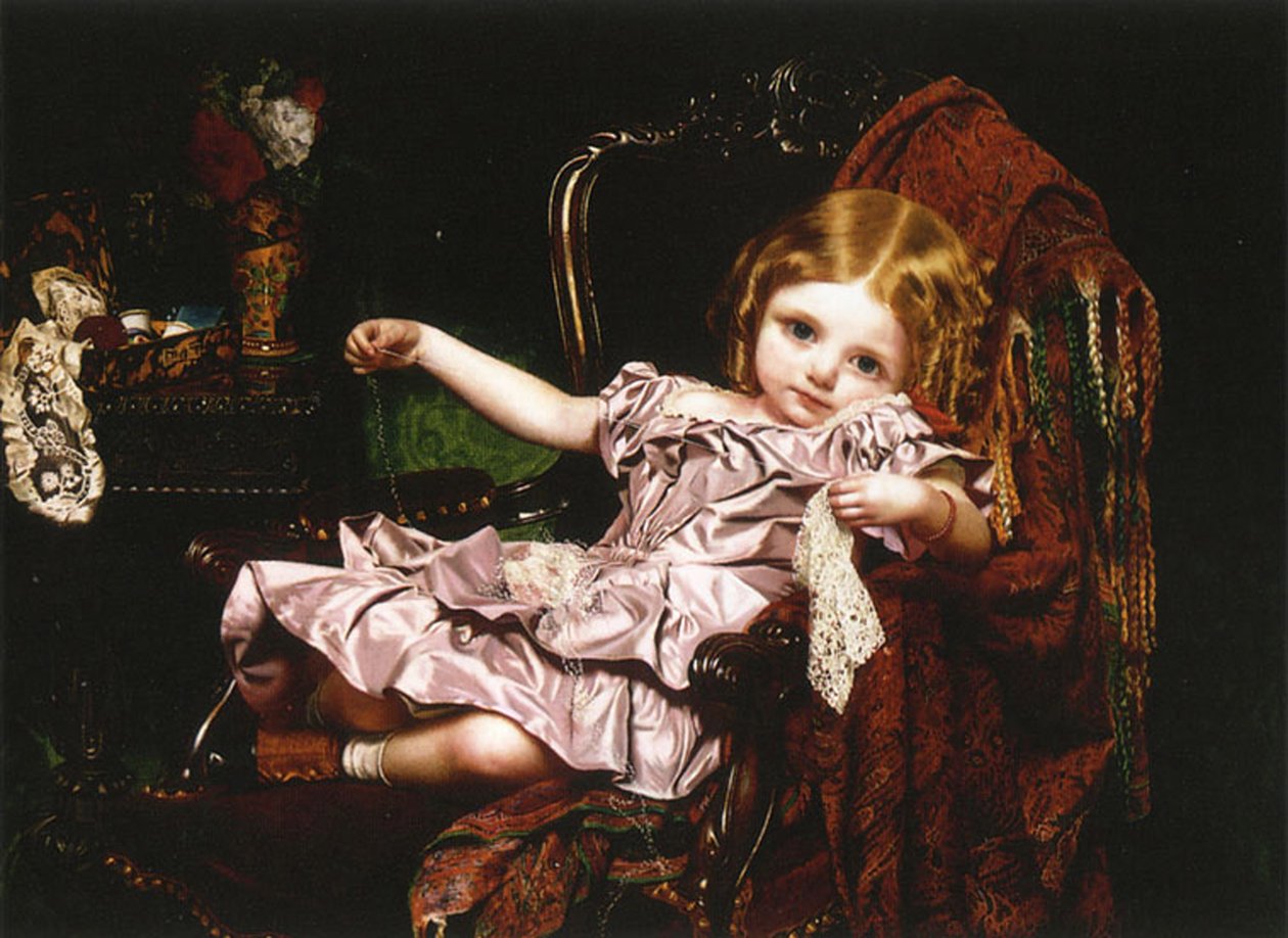 扶手椅的女孩，c.1850 作者 索菲（Sophie Gengembre）安德森（Anderson）