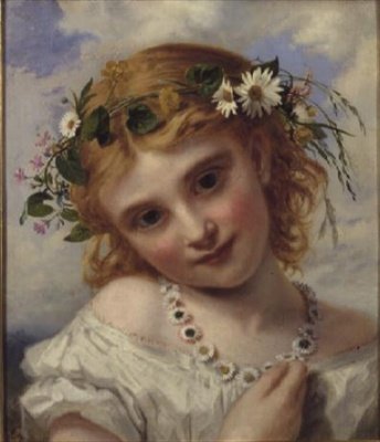 带着玛格丽特花环的年轻女孩 作者 索菲·安德森（Sophie Anderson）