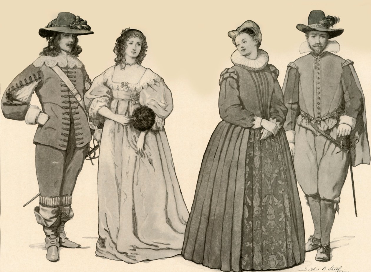詹姆士一世（Charles I-Charles I）1607-1640年在位时期的服装，1903年和1937年。 作者 索菲·B·斯蒂尔