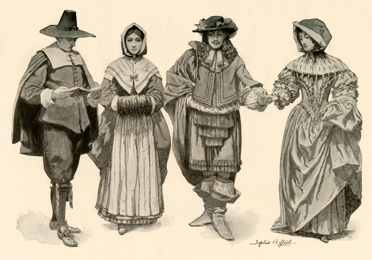 1620-1670年，1903年和1937年的服装。 作者 索菲·B·斯蒂尔
