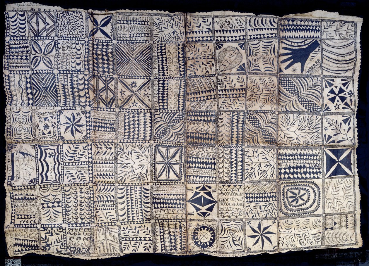 Niue Tapa Cloth，来自纽埃岛，1988年（树皮布上的颜料） 作者 南太平洋