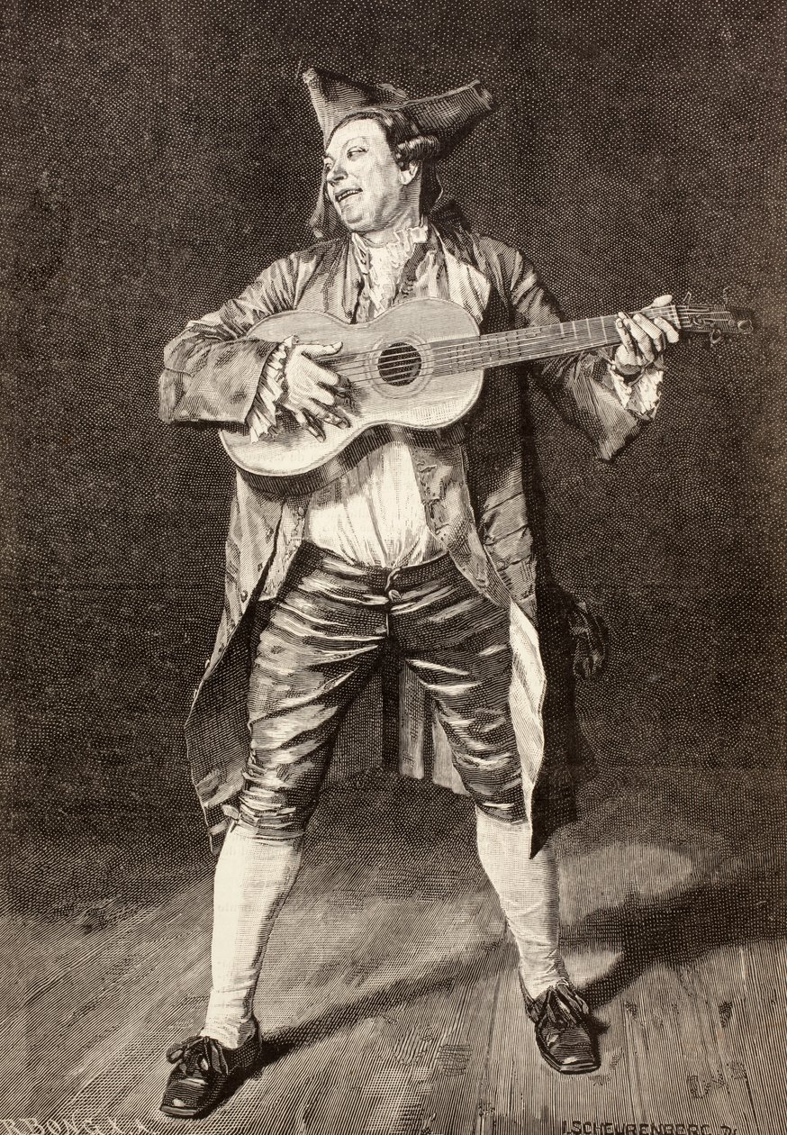 一位18世纪的音乐家，经过L. Scheurenberg的绘画，来自1881年的“La Ilustracion Espanola y Americana” 作者 西班牙语学校