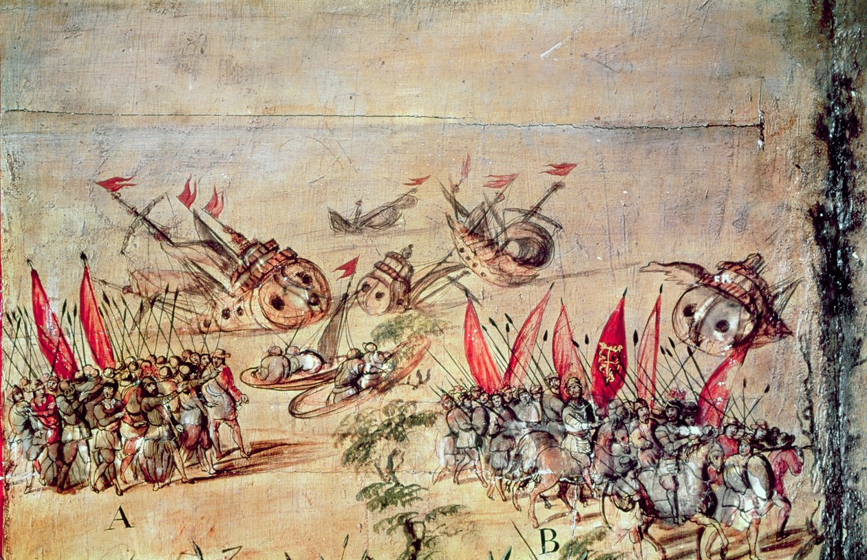 1518年，科尔特斯将他的舰队从墨西哥海岸下沉 作者 西班牙语学校
