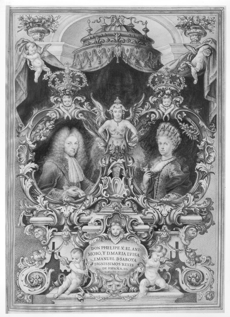 菲利普五世（1683-1746）西班牙国王和玛丽亚路易莎（1688-1714）萨沃伊，1713年 作者 西班牙语学校
