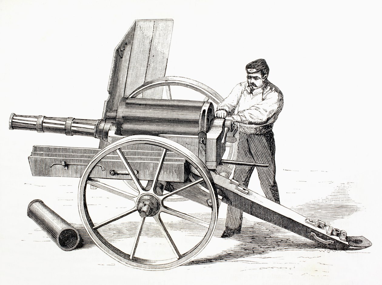 1861年JA de Brame获得专利的旋转炮，1862年出版的“环球博物馆” 作者 西班牙语学校
