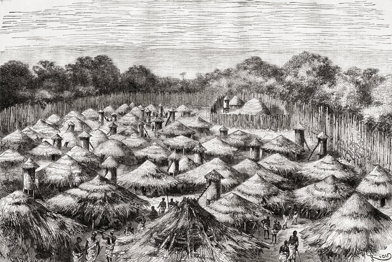 坦桑尼亚的Kiwana村，就像19世纪末期的“非洲Pintoresca”，1888年出版 作者 西班牙语学校
