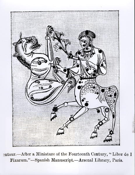 Centaur，来自Liber de Stellis Fixarum，来自中世纪和文艺复兴时期的科学与文学插图，由Paul Lacroix编写和雕刻，1878年 作者 西班牙语学校