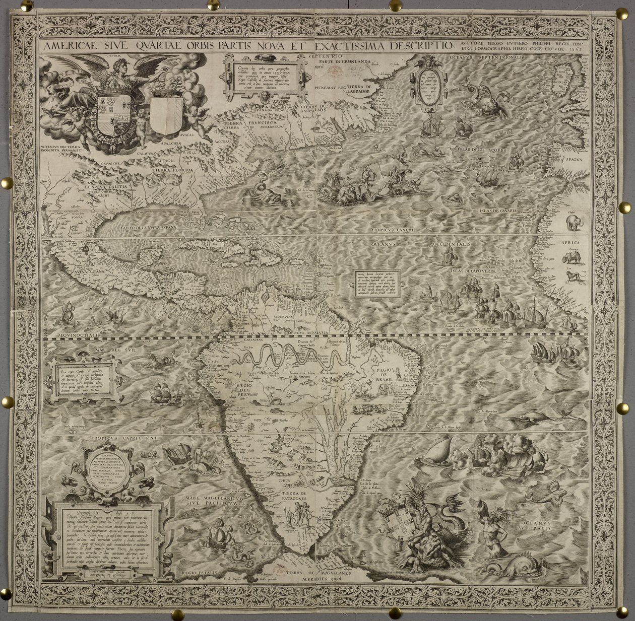 Americae Sive Quartae Orbis Partis Nova Et Exactissima Descriptio》，迭戈-古铁雷斯著 作者 西班牙语学校