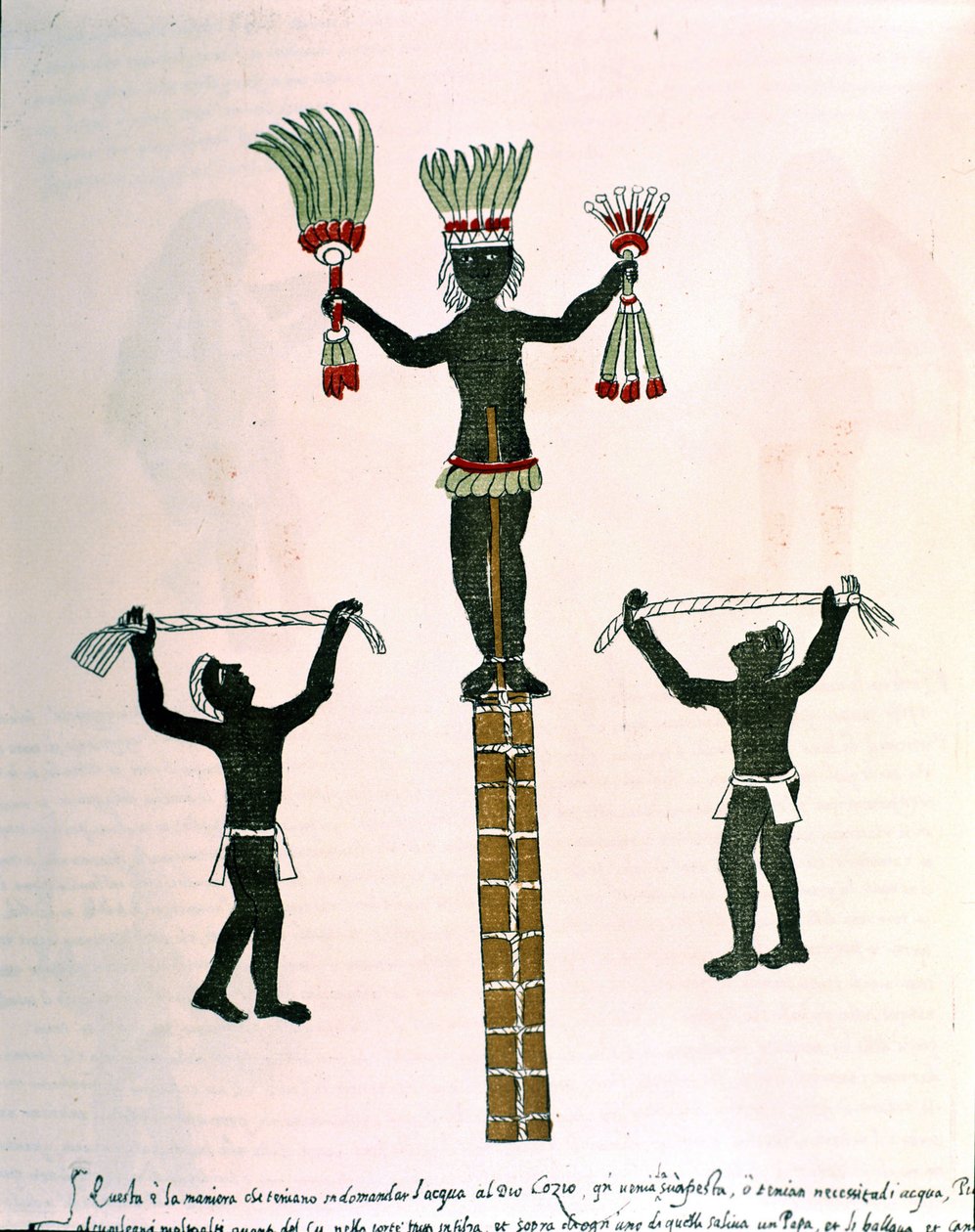 Codex Vaticanus 3738（Codex Vat. Rios.）中的阿兹特克游戏。多米尼加人佩德罗-德洛斯-里奥斯的手稿传真，1570至1589年间，Bibl.梵蒂冈。 作者 西班牙语学校
