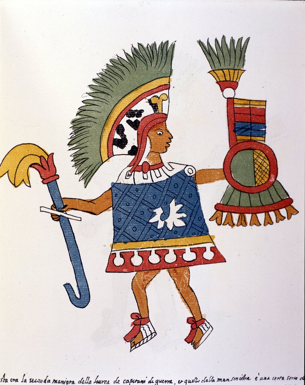 Codex Vaticanus 3738（Codex Vat. Rios）中的阿兹特克战士。多米尼加人佩德罗-德洛斯-里奥斯的手稿传真，1570至1589年间，Bibl.梵蒂冈。 作者 西班牙语学校