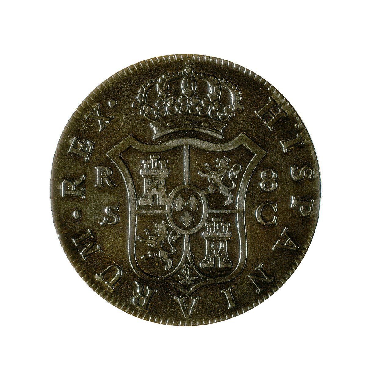 Coin of 8 Spanish Reals, Castilian currency struck in Seville during the reign of Charles IV (1748-1819) 作者 西班牙语学校