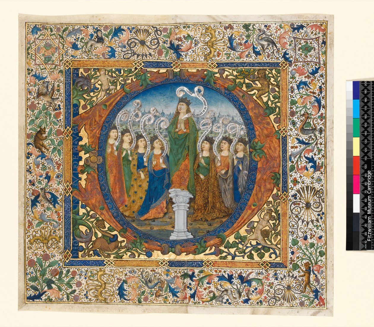 约 1482-1492 年《唱诗班诗篇》中带有历史首字母和边框的拼贴画（羊皮纸） 作者 西班牙语学校