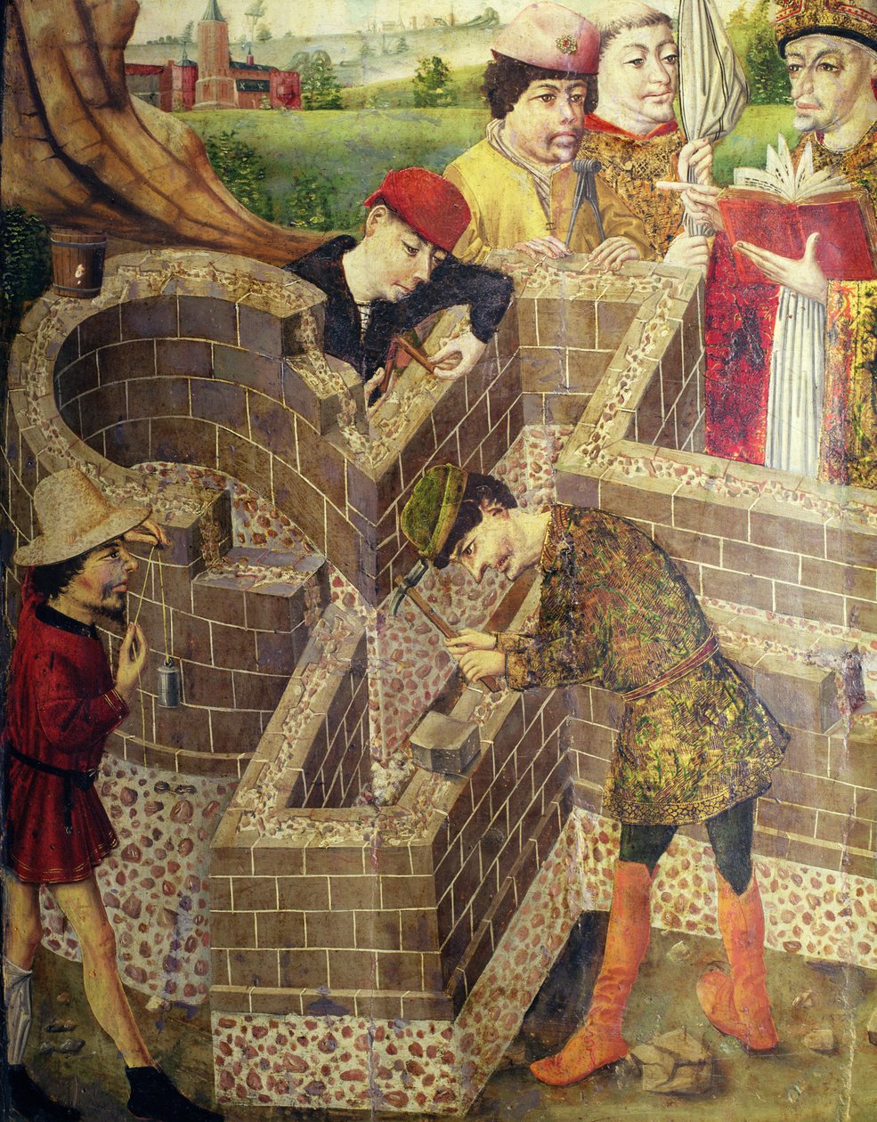 教堂的建造，“圣米格尔教堂”的细节（面板油画） 作者 西班牙语学校
