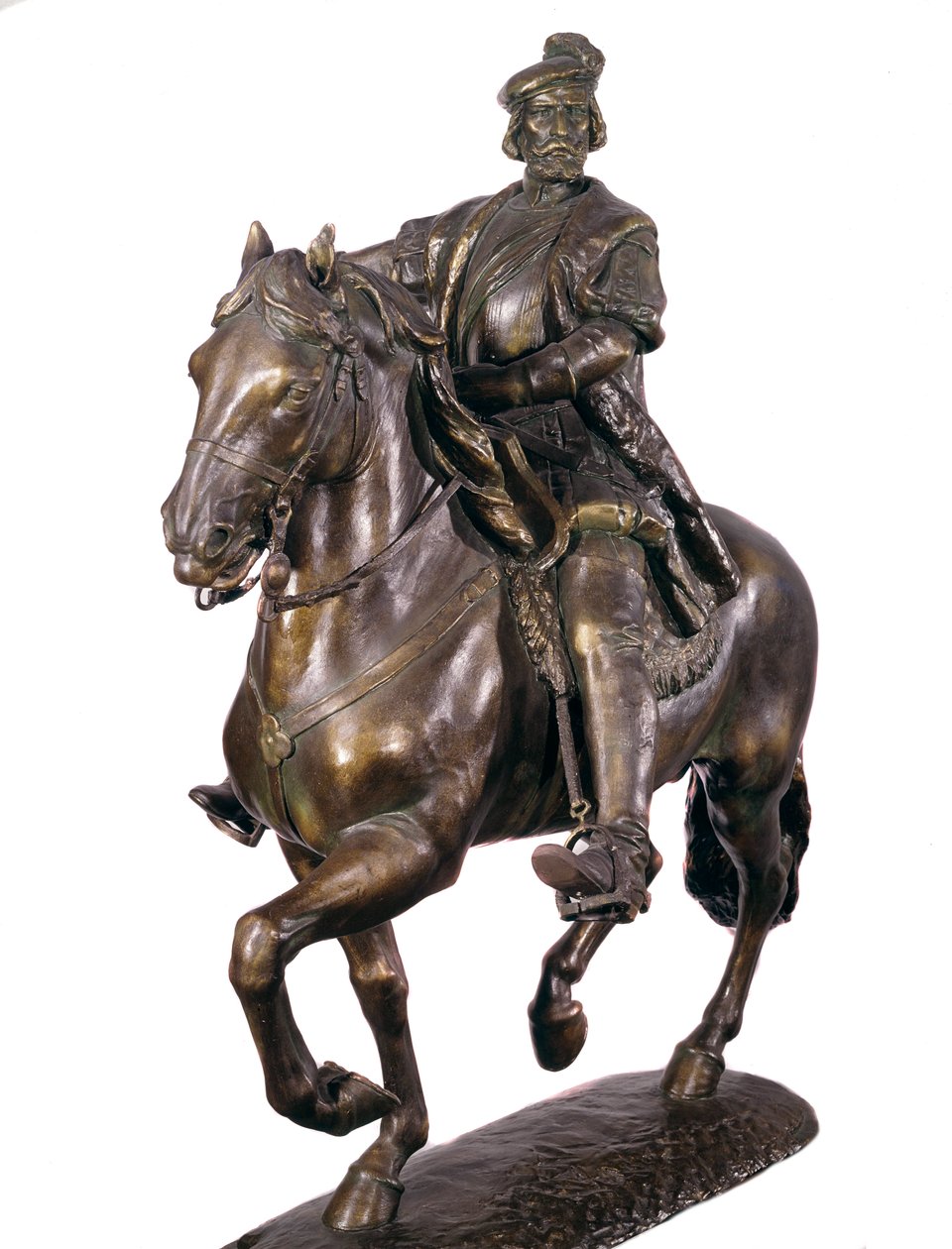西班牙征服者 Hernan Cortes（或 Cortez）（1485-1547）的马术肖像。 16 世纪的匿名青铜雕塑。 马德里阿尔米博物馆 作者 西班牙语学校