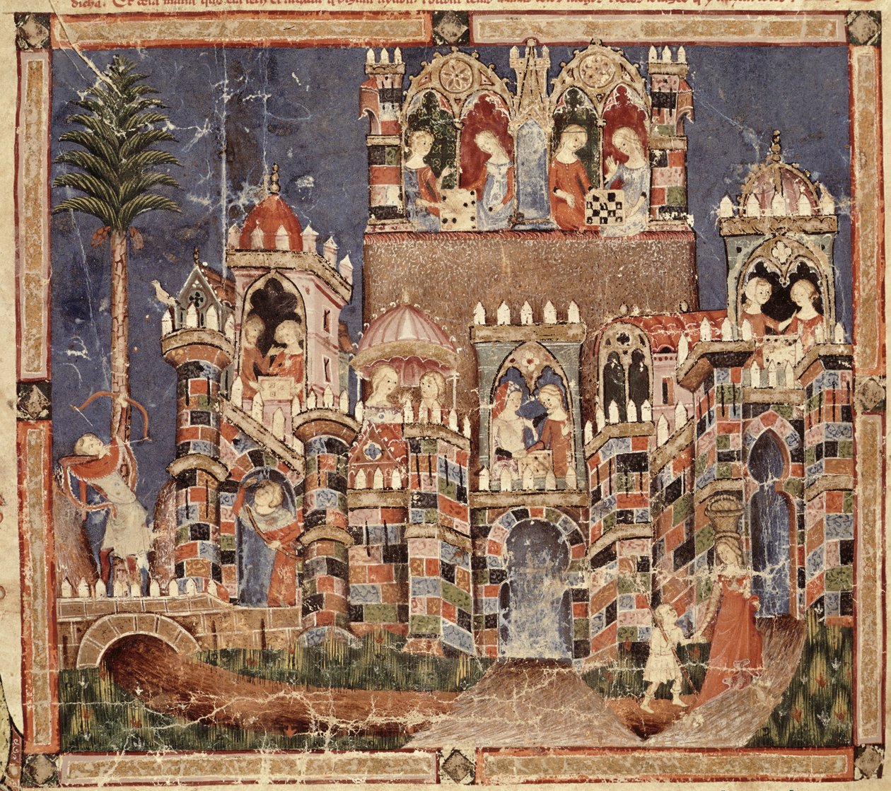 Fol.13v游戏和特洛伊木马娱乐，来自Codex Benito Santa Mora 作者 西班牙语学校