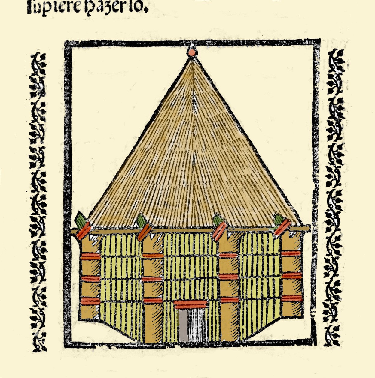 栖息地：Cabane des Indigenes Caraibes 的描述。 来自 Gonzalo Fernandez de Oviedo (Gonzalo) 或 Fernandez de, ou Hernandez de Oviedo y Valdes (1478-1557) 作者 西班牙语学校