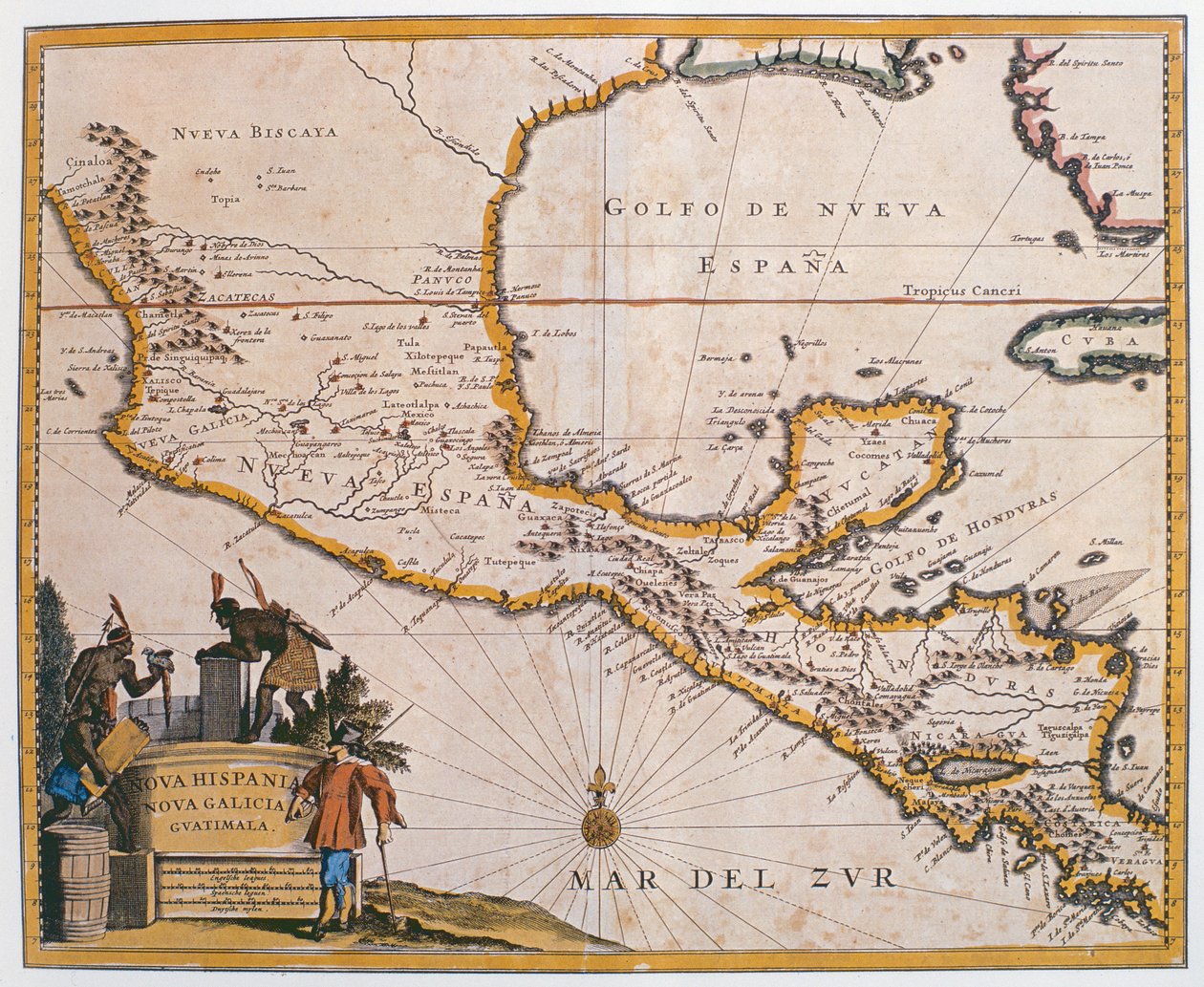 新西班牙，新加利西亚和危地马拉地图，1625年 作者 西班牙语学校
