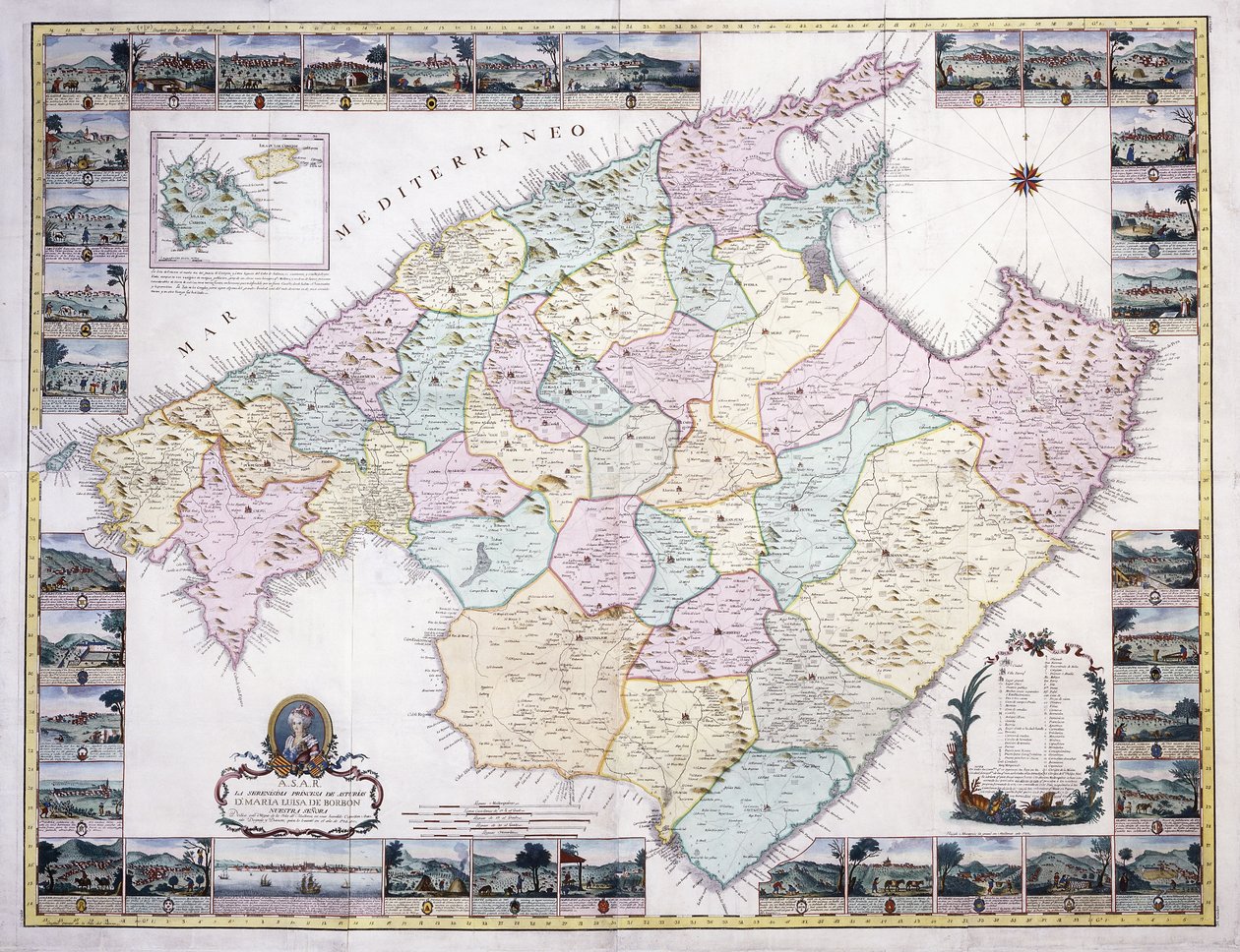 马略卡岛地图，1785年 作者 西班牙语学校