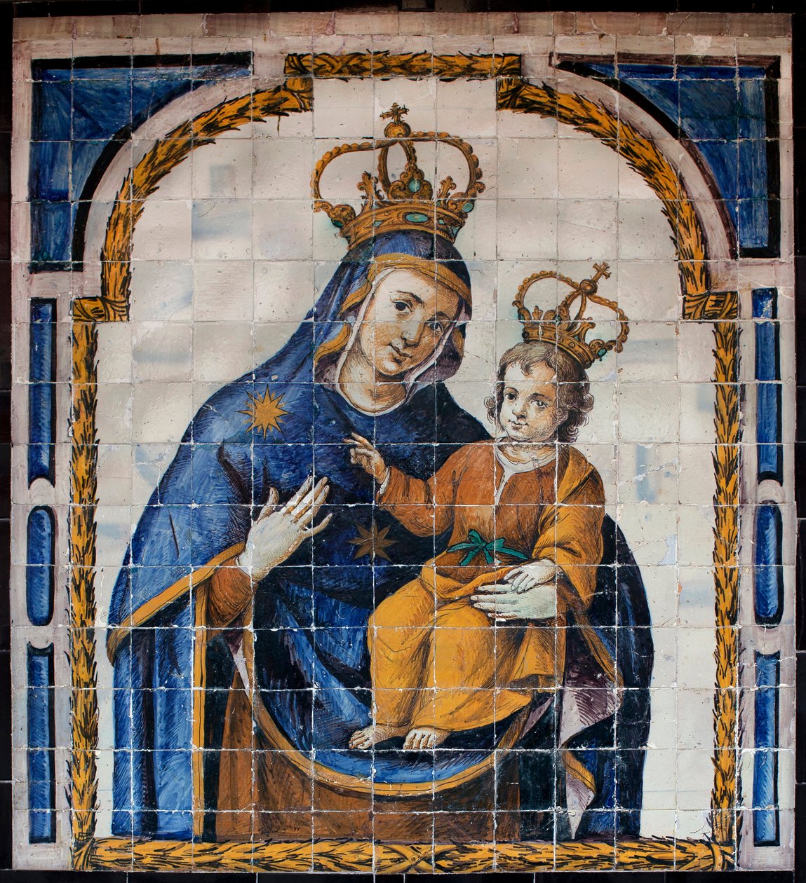 Our Lady of the People - Azulejos (faience) around 1670, by an anonymous sevillan, from the convent of the people in Seville (Spain) - Museum of Fine Arts of Seville, Spain 作者 西班牙语学校