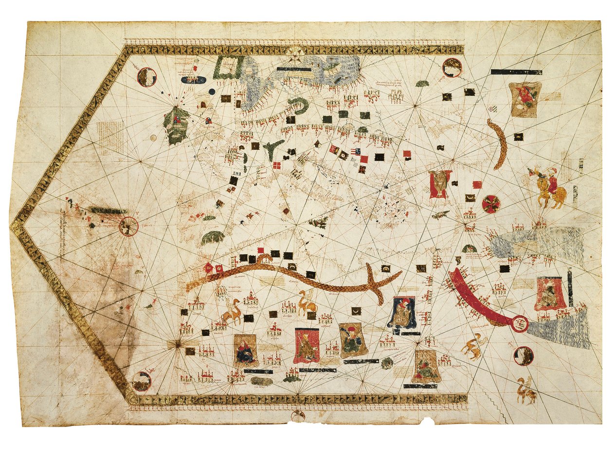 Gabriel de Vallseca 的 Portolan 图表 作者 西班牙语学校