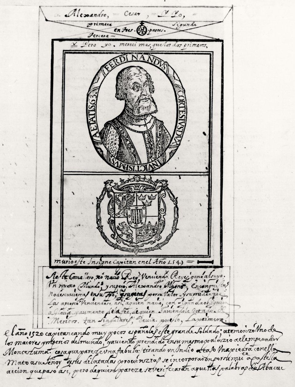 Hernando Cortes（1485-1547）和他的手臂的肖像 作者 西班牙语学校