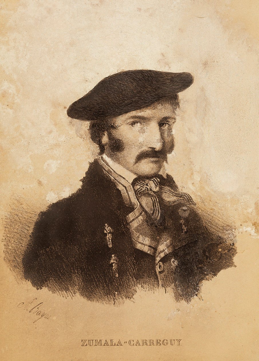 Tomas ZumalaCarregui (1788-1835) 的肖像，来自西班牙战役或独立战争和第一次卡洛斯战争的人物（雕刻） 作者 西班牙语学校