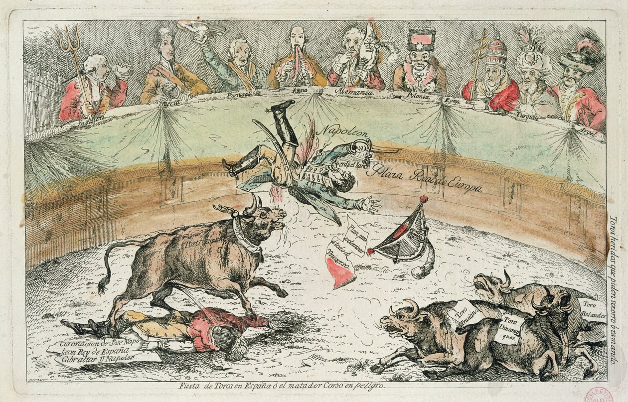 西班牙公牛，西班牙国王约瑟夫波拿巴的漫画，1809年 作者 西班牙语学校