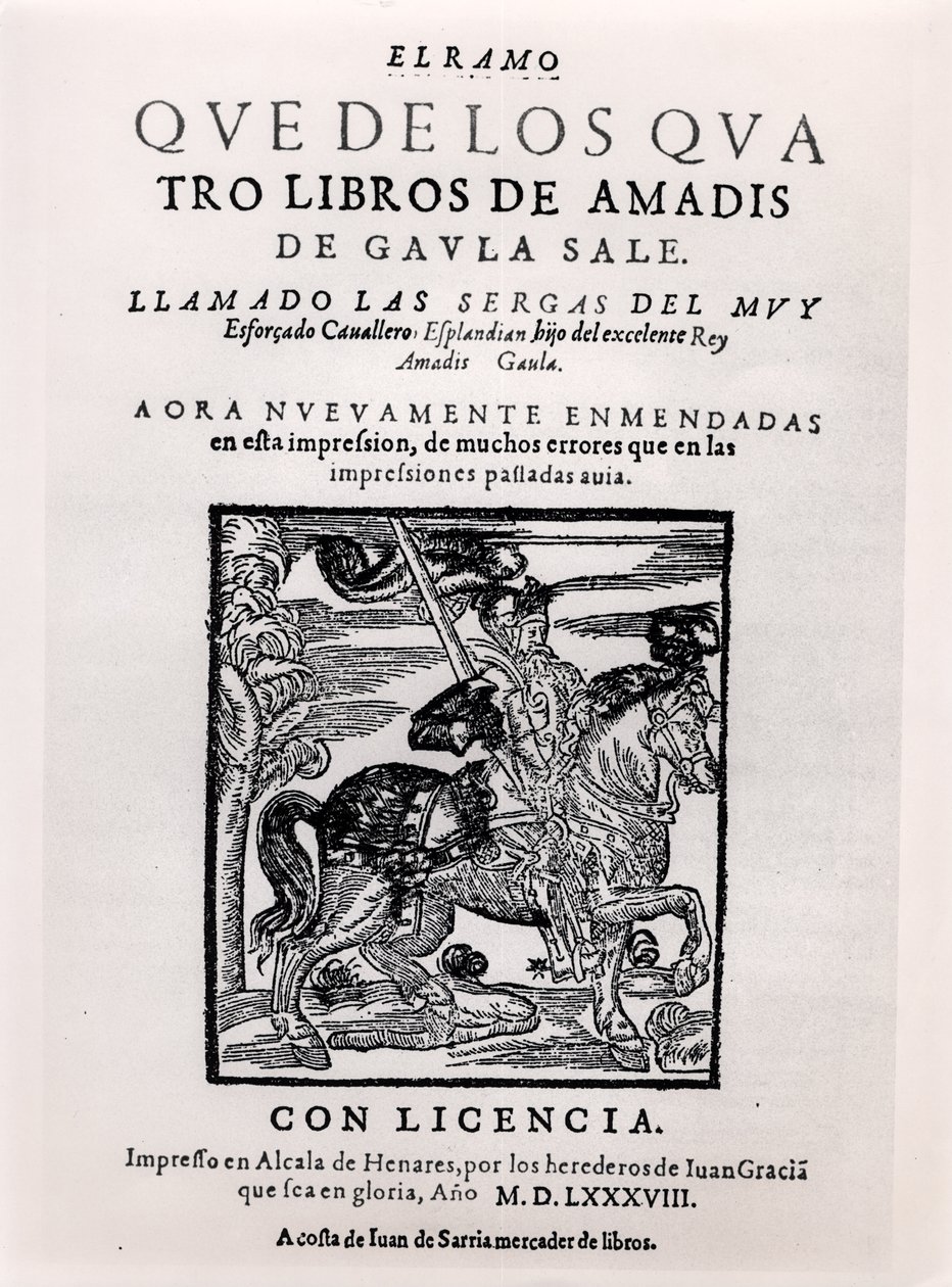 Amadis de Gaula的标题页，1588 作者 西班牙语学校