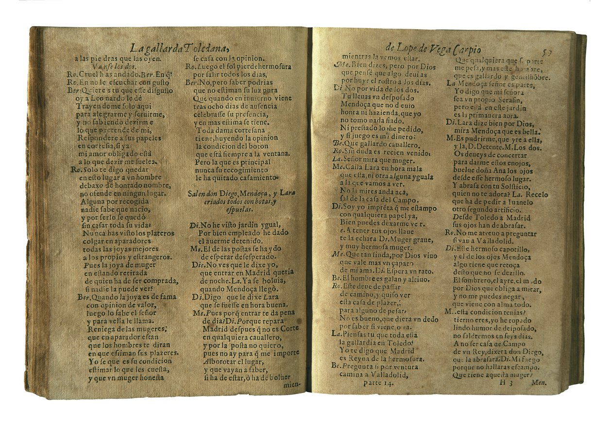 维加-卡尔皮奥，费利克斯-洛佩-德（1562-1635 年）。La gallarda toledana"，洛佩-德-维加的喜剧，收录于 "Parte catorze de las comedias de Lope de Vega "汇编，由费尔南多-科雷亚-蒙特内格罗的遗孀在马德里编辑（1621 年）。摄影。西班牙。C 作者 西班牙语学校