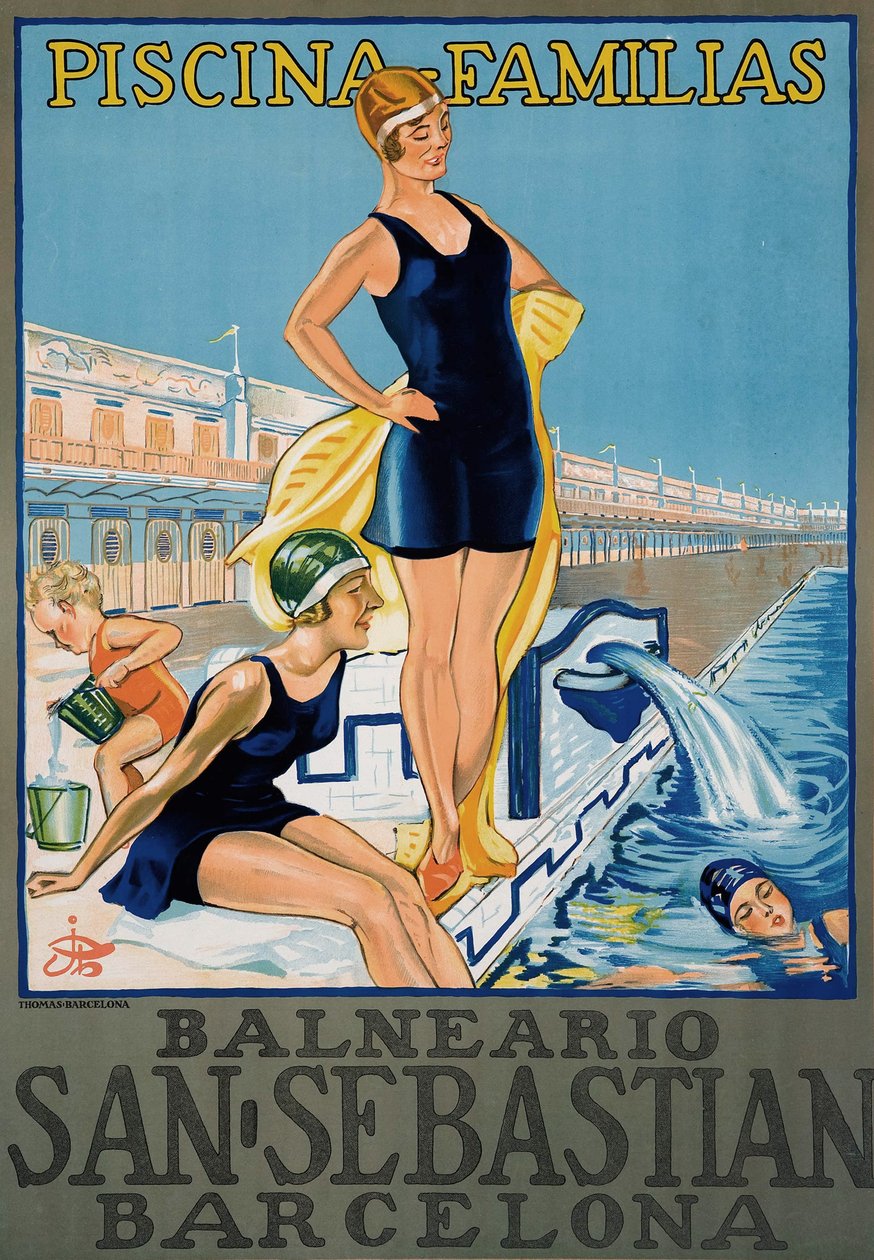Vintage Barcelona Spa Resort Poster 作者 西班牙语学校