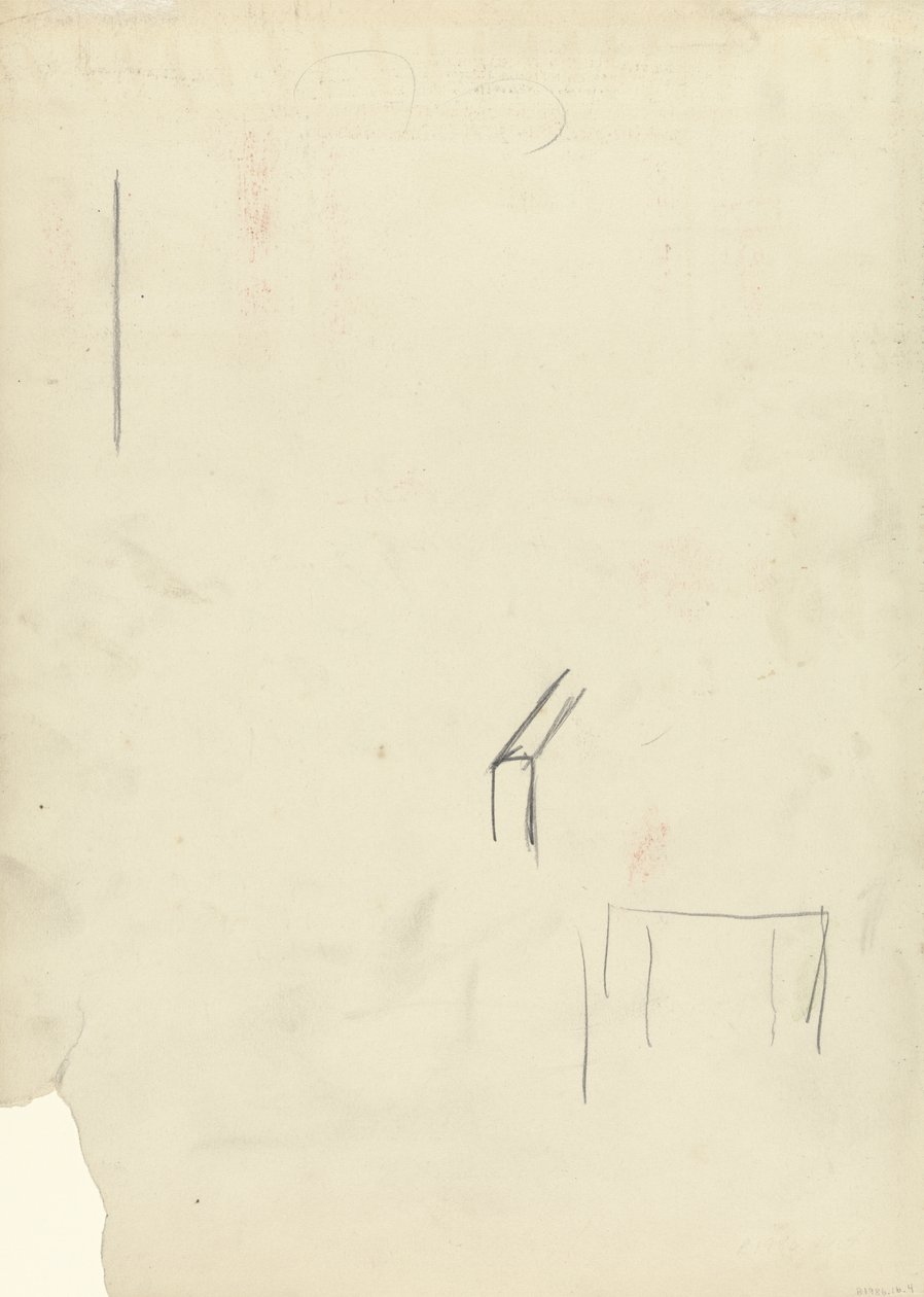 无法辨认对象的铅笔素描，金色小牛洞（石墨）（见正面265067） 作者 斯宾塞·弗雷德里克·戈尔