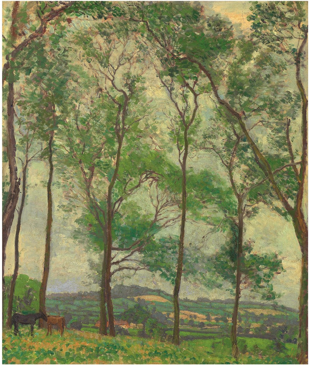 萨默塞特风景，靠近阿普海耶斯，c.1910（布面油画） 作者 斯宾塞·弗雷德里克·戈尔