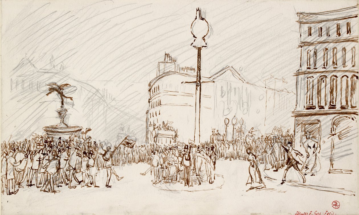 街景--皮卡迪利广场，约1900年代 作者 斯宾塞·戈尔
