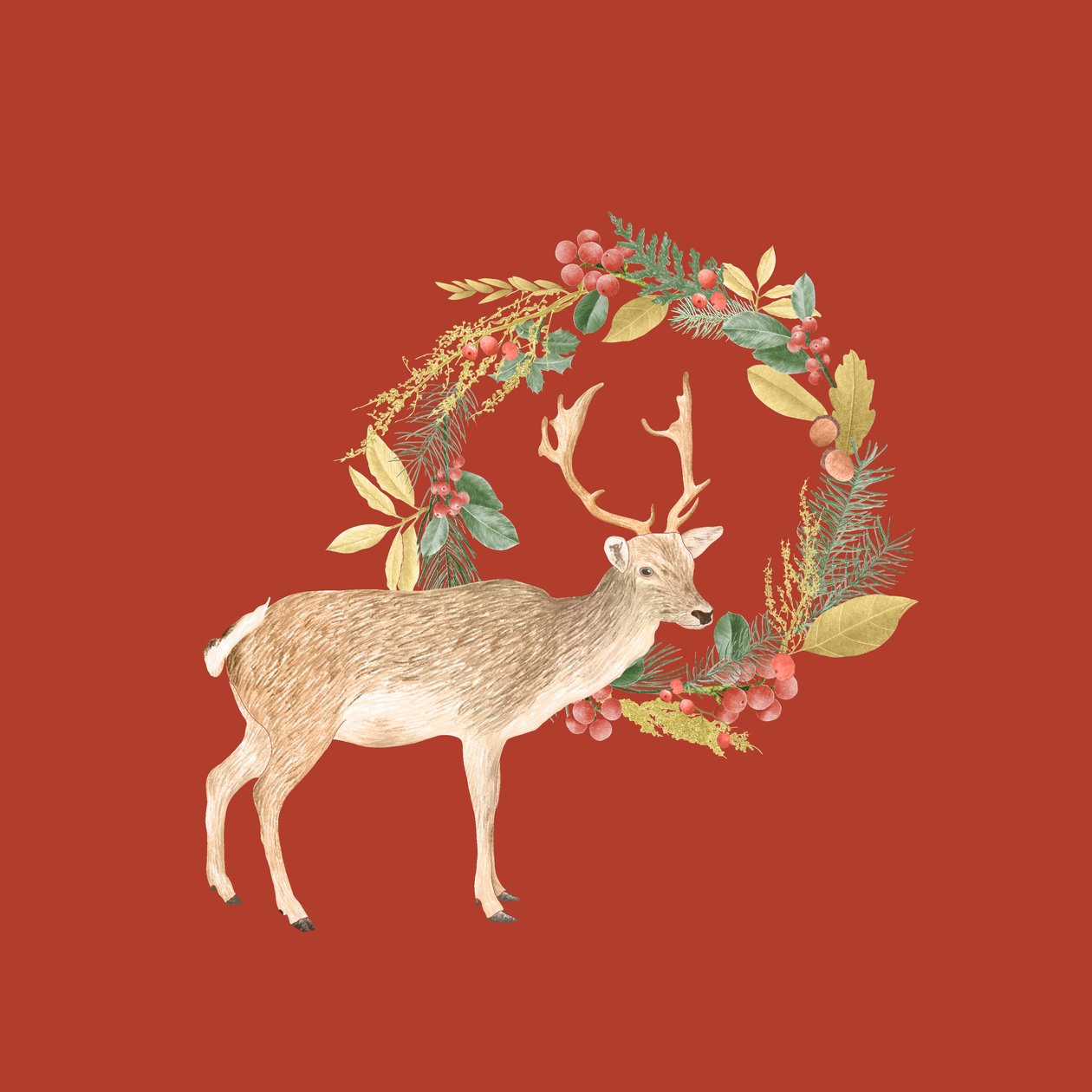 Holiday Deer，2021（石墨铅笔和数码） 作者 徐静雯