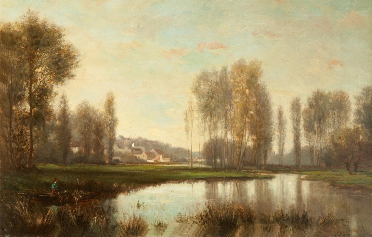 在瓦兹（A River Scene）的边缘 作者 斯坦尼斯拉斯·维克多·爱德华·勒平