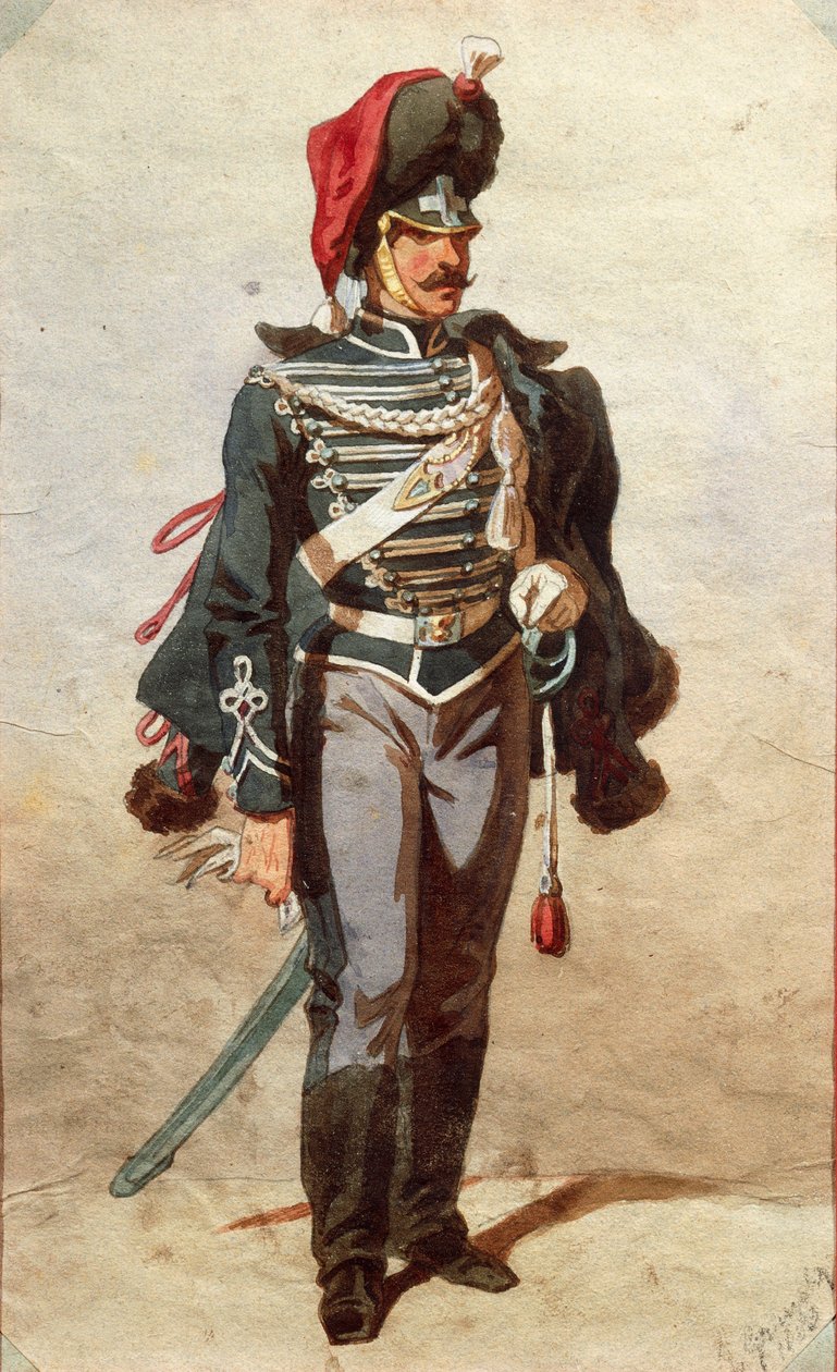 制服研究，Stanislao Grimaldi del Poggetto 作画 作者 斯坦尼斯拉斯·格里马尔迪·德尔·波吉托