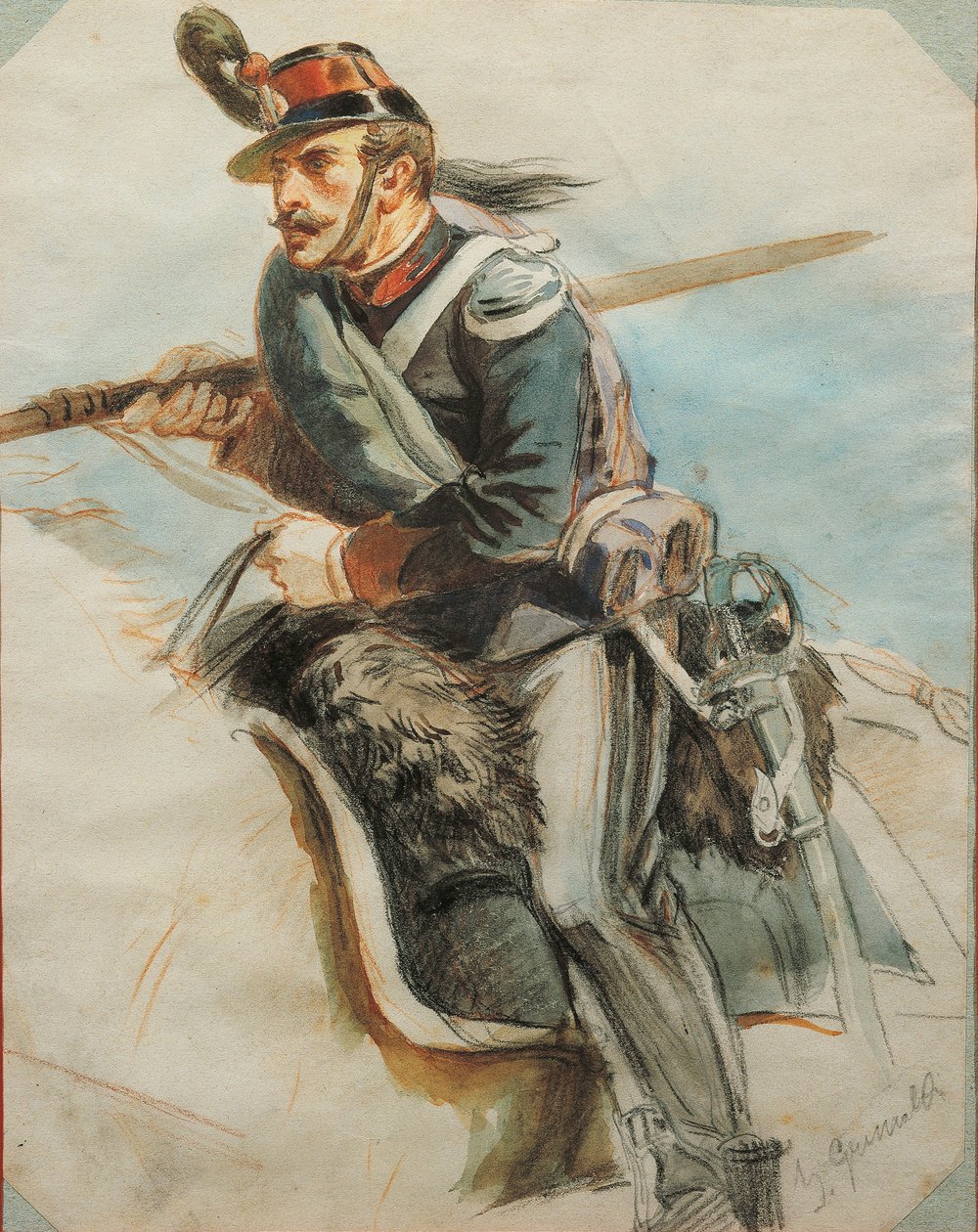 制服研究，Stanislao Grimaldi del Poggetto 作画 作者 斯坦尼斯拉斯·格里马尔迪·德尔·波吉托