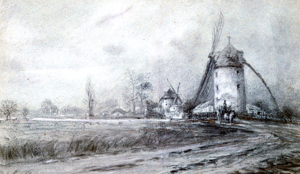 风车风景，c1855-1892 作者 斯坦尼斯拉斯·勒平