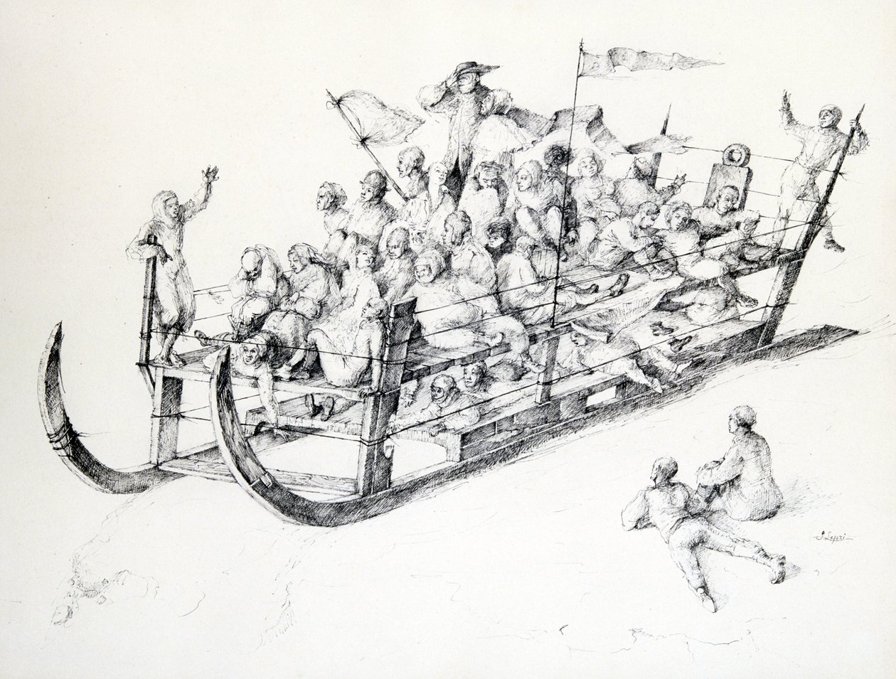 雪橇，c1850-1890年 作者 斯坦尼斯拉斯·勒平