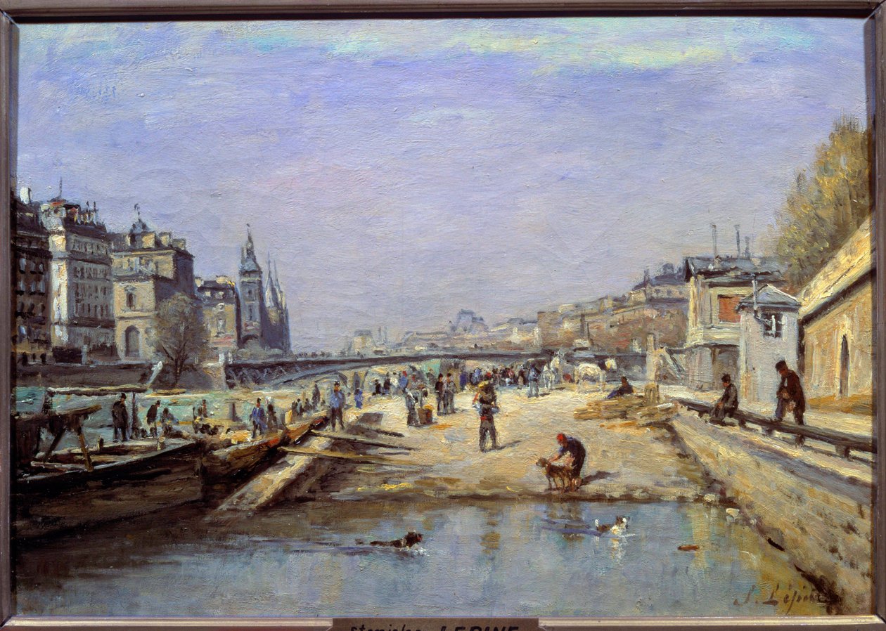 巴黎的 Le quai aux fleurs 绘画斯坦尼斯拉斯·勒平 (1835-1892) 19 世纪兰斯，Musee des Beaux Arts 作者 斯坦尼斯拉斯·维克多·爱德华·勒平