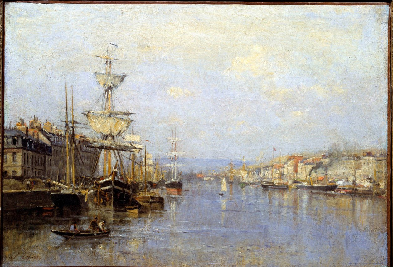 鲁昂港的景色 由 Stanislas Lepine (1835-1892) 绘画 19 世纪兰斯，Musee des Beaux Arts 作者 斯坦尼斯拉斯·维克多·爱德华·勒平